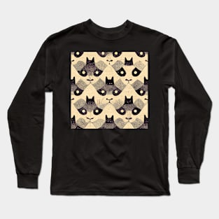 Cute cat pattern art 26 regular grid Long Sleeve T-Shirt